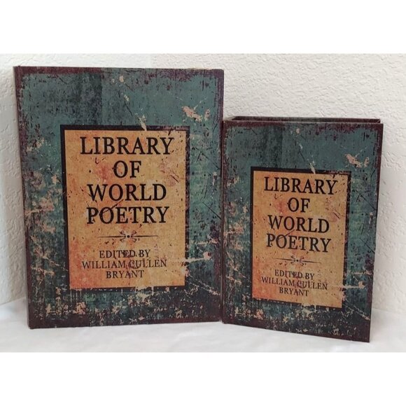 Benzara 59373 Faux Book Box Set Of 2 Storage With Library Of World Poetry Theme - Picture 1 of 11